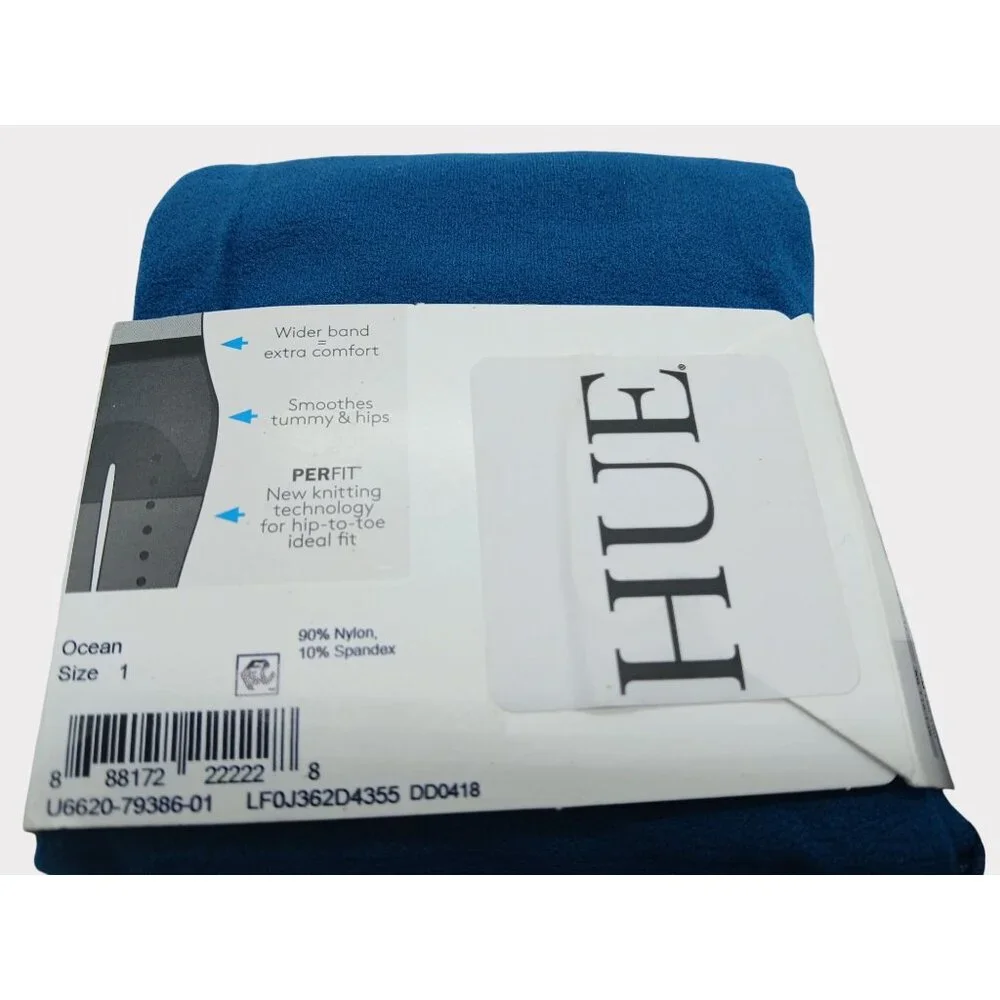 Hue Opaque Tights Perfit Lot 2 Size 1 XS S Blue Burgundy Opaque Wide Band USA - Picture 7 of 8